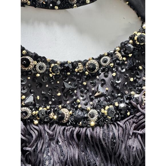 Vintage Mandalay Designs Black Flapper Dress Sequin Size 6 - Picture 6 of 10